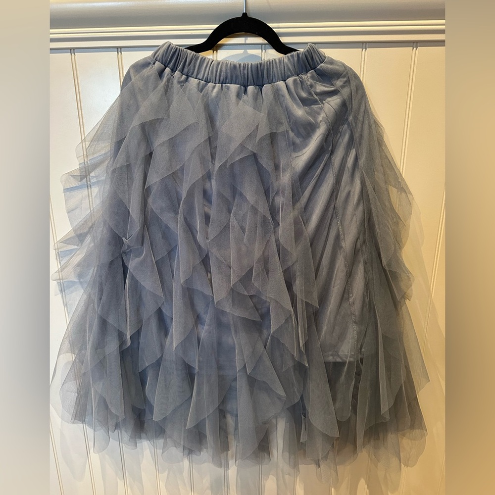 WEISSMAN Large Child Grey Layered Long Tulle Tutu Dance Skirt